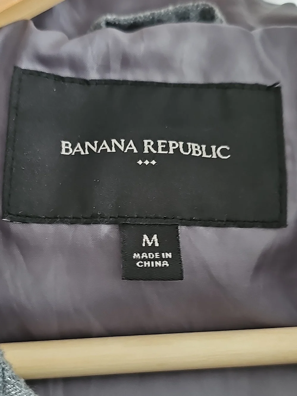 Banana Republic Gray and Black Hooded Quilted Puffer Jacket